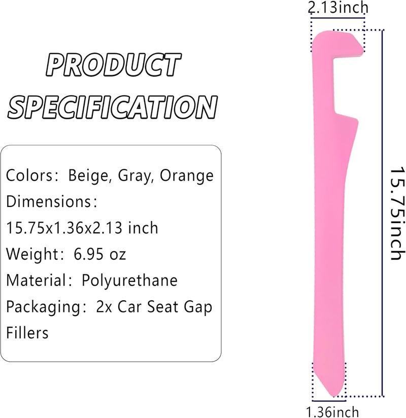 Junecarp Car Seat Gap Filler 2 Pack,Car Gap Filler Organizer to Impede Items from Dropping,Essential Interior Car Accessories Seat Gap Plug (Pink) - Image 2